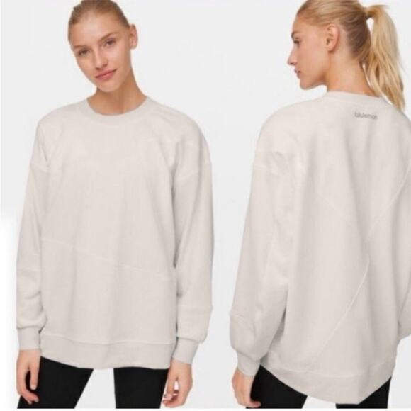 Lululemon Perfectly Oversized Crew Patched Sz 8 Light Ivory - Picture 1 of 5